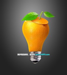 Photoshop创意合成橙子纹理风格灯泡照片合成教程