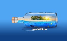 Photoshop合成漂流瓶中的夏季海边场景图片教程