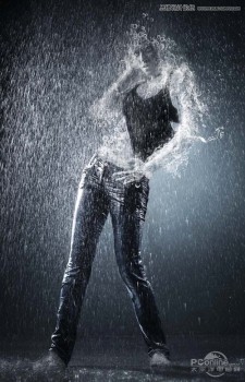 Photoshop合成暴雨中的被雨水打散的人物效果